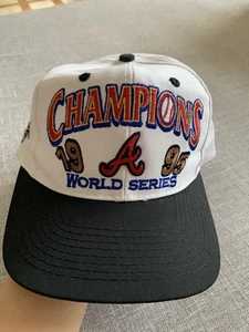 Vintage 1995 Atlanta Braves Hat Snapback MLB World Series Champ White Logo 7 - Picture 1 of 10