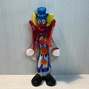 1 Vintage Murano Glas Clown Figur roter Kragen mundgeblasen Original 10,5" Zoll - Bild 1 von 19