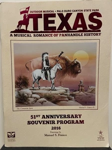 MANUEL S. FRANCO   2016   "TEXAS"  PROGRAM   39 COLOR PICS  NEAR MINT - Picture 1 of 3