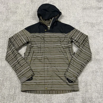 Holden Weston Stripe Jacket Mens Small Snowboard Skiing Green Gray Hooded Coat - Image 1 of 4
