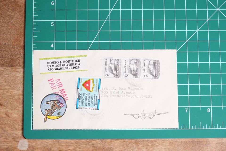 1991 Guatemala US MILGP APO Military Cover – Col. Romeo Routhier, Air Mail to US - Image 1 of 4