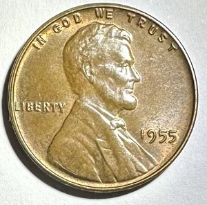 1955P Lincoln Wheat Cent Obverse Lamination Cracks /Reverse Die Chips Full Ears - Picture 1 of 24