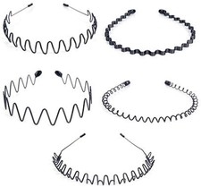Duyuen 5Pcs Fascia per Capelli in Metallo Nero,Fasce Unisex Nere...