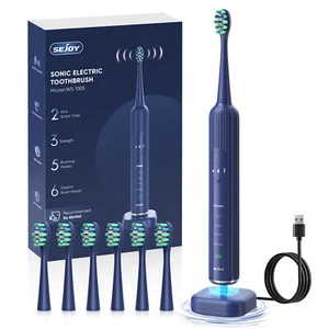 SEJOY Sonic Electric Toothbrush 5 Modes & 3 Intensity 2 Min Timer Rechargeable - Picture 1 of 14