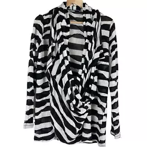 Alice + Olivia Linen Blend Top Womens Small Black White Stripe Drape NWT - Picture 1 of 15