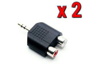 3.5mm AUX to 2 Phono Adapter Y Splitter Stereo Jack . 2 Pic  - Picture 1 of 2