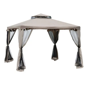 Patio Gazebo Polyester Steel 9.6' L X 9.6' W X 8.7' H Taupe - Picture 1 of 7