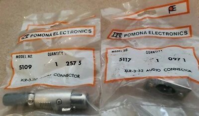 NOS ITT POMONA AUDIO CONNECTOR SET 5117 5109 FOR 3-PIN NEW SEALED - Image 1 of 4