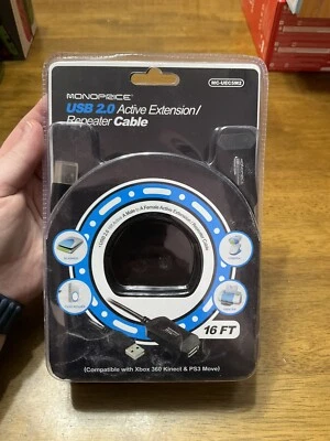 MONOPRICE USB 2.0 Extension Cable for Xbox 360 PS3 MC-UEC5M2 NEW Sealed - Image 1 of 2