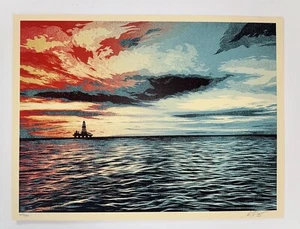 Obey Giant Shepard Fairey Art Print Sunset As The Fall Approaches S/N Silkscreen - Picture 1 of 11