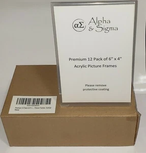 💥 Paquete de 12 marcos de acrílico Alpha & Sigma Premium de 6" X 4" ¡NUEVO EN CAJA! - Imagen 1 de 1
