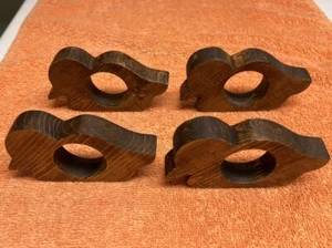 Vintage Wooden Duck Napkin Rings Holders 1 3/8" Opening Set of 4 - Picture 1 of 3