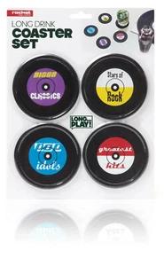 HOT HITS RECORD COASTERS - Retro Vinyl Style Silicone Set of 4 **FREE DELIVERY** - Picture 1 of 3
