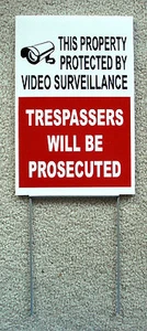 This Property Protected Video Surveillance Trespassers Prosecuted SIGN 8"x12" - Picture 1 of 1
