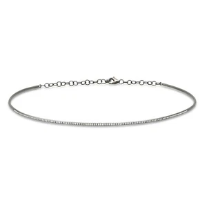 14K Solid Gold Black Rhodium Diamond Choker Necklace 13" Natural Round 0.36CT - Picture 1 of 5