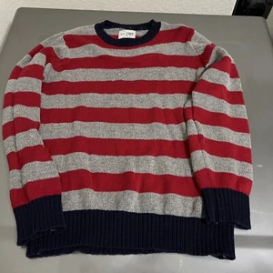 Boys Sweater The Children’s Place Striped Medium 7/8 Gray Red Navy - Picture 1 of 3