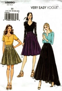 Vogue Sewing Pattern 8980 V8980 Womens Skirts Size 14-16-18-20-22 NEW - Picture 1 of 3