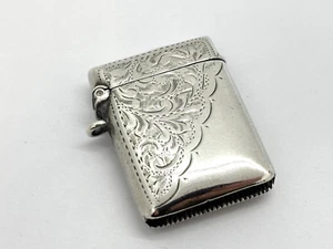 Antiguo estuche Vesta de plata esterlina maciza / soporte de fósforo llavero - sin varilla de tensión - Imagen 1 de 16
