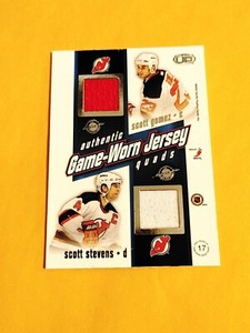 2002-03 Pacific Heads Up Authentic Game-Worn Jersey Quads #17 Martin Brodeur 