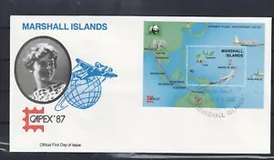 Marshall Islands Historical Aviation Map Souvenir Sheet on cover FDC 1987 B-2 - Picture 1 of 1