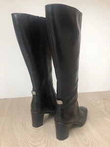NINE WEST 00s Black Knee High Boots USA 7 UK 5 EUR 38 Low Platform & 7.5cm Heel - Picture 1 of 15