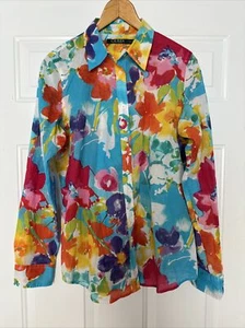 Lauren Ralph Lauren Women's Semi-Sheer Floral Cotton Blouse - Size 10 - Picture 1 of 3