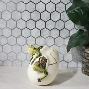 Double Frog Hatching Egg Pottery Sculpture Figurine Artist Signed Macias - Picture 1 of 18