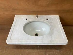 Antique 28x20 Marble Bath Sink Old Vtg Lavatory 608-23E - Picture 1 of 22