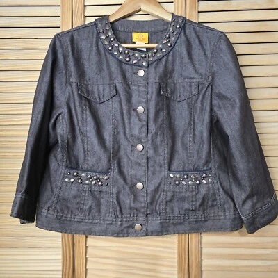  Ruby Rd Denim jacket Embellished  size 16p Dark Denim   - Image 1 of 4
