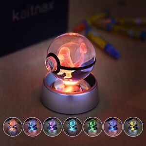 Kaitnax 3D Crystal Ball LED Night Light Table Lamps Change Color Toys Charmander