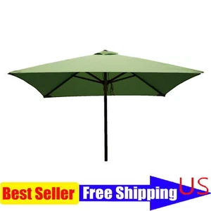 Square Patio Umbrella Wind Resistant UV Treated Pulley System Classic Wood Green - Picture 1 of 2