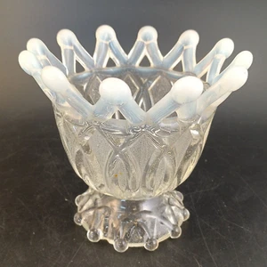 National Glass Company 1903 (Northwood Works) Blue Opalescent "Open O's" Spooner - Picture 1 of 10
