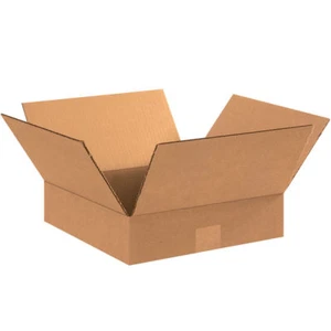 100 - 12x12x3 Cardboard Shipping Moving Storage Boxes FLAT Corrugated Cartons - Picture 1 of 2