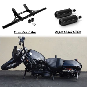Front Guard Bar & Upper Shock Slider Full Set For Harley Sportster XL883C XL883L - Foto 1 di 16