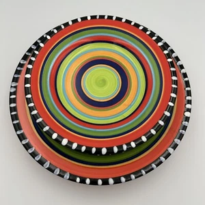 6 Gibson Elite Pueblo Springs Stoneware Plates 3 - 11" 3 - 8.5”Striped Colorful - Picture 1 of 22