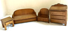 Dollhouse Wood Furniture 6 In Living Room Sofa Chair Side Table Dresser Vintage