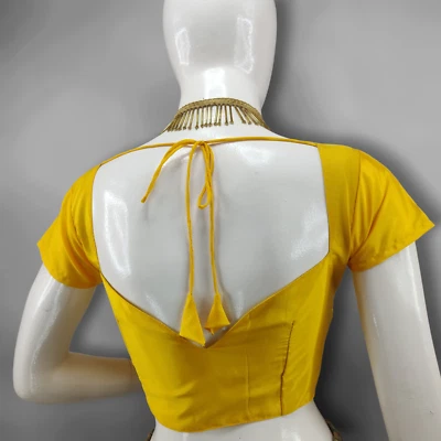 Yellow Dupioni Silk Blouse - Stylish Saree/Lehenga Top for a Chic Ethnic Look. - Image 1 of 4