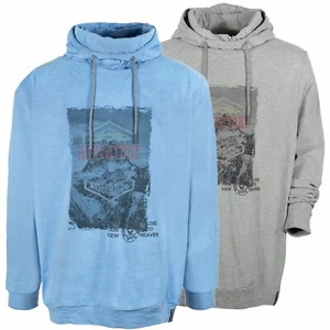 Kitaro T Shirt Hoody Longsleeve Herren Langarm Baumwolle Grau Blau Plusgröße - Picture 1 of 7