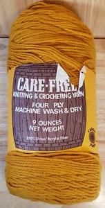 Caron Care-Free Yarn 9oz Mustard Yellow Acrylic Vintage Knitting Crochet - Picture 1 of 2
