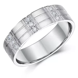 Silberring Diamant flacher Hof gerillter Diamant 6 mm Band - Bild 1 von 2