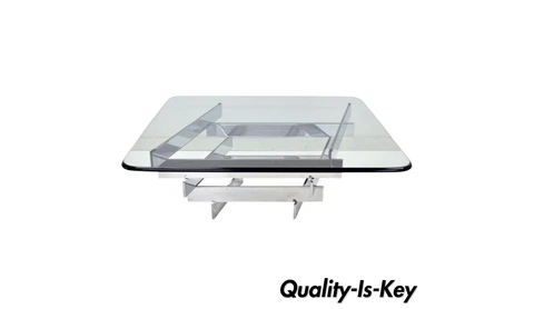 Vintage Mid Century Modern Paul Mayen Habitat Chrome Stack Glass Coffee Table Cover
