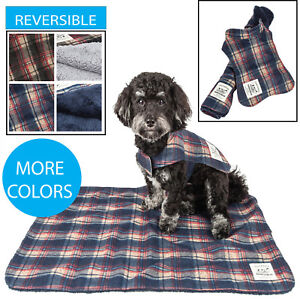 Touchdog 2-in-1 Matching Tartan Plaided Dog Coat Jacket and Designer Dog Bed Mat