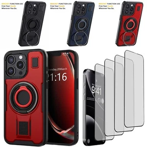 Funda de teléfono con soporte de anillo cubierta resistente / vidrio templado para iPhone 13 Pro Max/13 Pro - Imagen 1 de 33