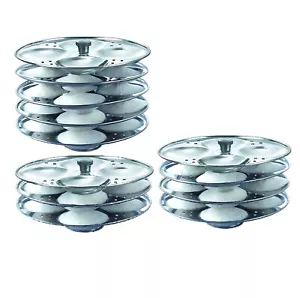 Stainless Steel Idli Stand Maker 3,4,5 Plates Rack Idli Cooker Stand Kitchenware - Picture 1 of 6