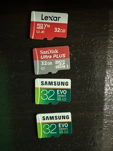 Lexar Sandisk Samsung Samsung 32gb MicroSD card - 4 Total - Used - Picture 1 of 3