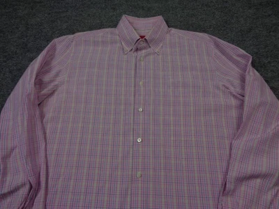 Isaia Napoli Dress Shirt Mens 2XL Pink Plaid Designer Preppy Work Classic - Image 1 of 4