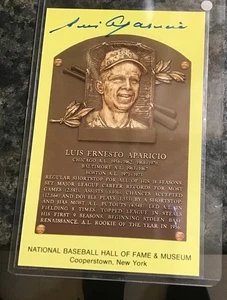 Luis Aparicio Signed Hall Of Fame Plaque Postcard  - Picture 1 of 1