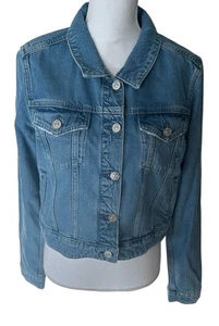 Paige Jeansjacke Damen mittelblau Knopfleiste klassische Jeanstaschen Freizeit - Bild 1 von 5