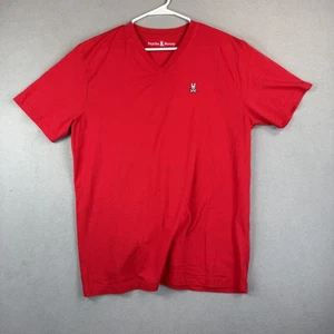 Psycho Bunny Shirt Mens 2XL Red V Neck Classic Tee Bunny Logo Peru B6U100CRPC - Picture 1 of 7