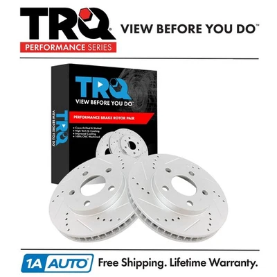 Par de rotores de freno delanteros con recubrimiento en G perforados TRQ Performance nuevos Foto 1 de 4